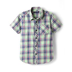 Pine Kids Cotton Woven Half Sleeves Checkered Shirt With T-Shirt - Light Green