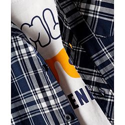 Pine Kids Cotton Woven Half Sleeves Checkered Shirt With T-Shirt - Navy Blue