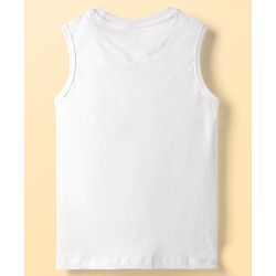 Pine Kids Cotton Woven Half Sleeves Checks Shirt With Sleeveless Text Printed T-Shirt - White & Navy Blue