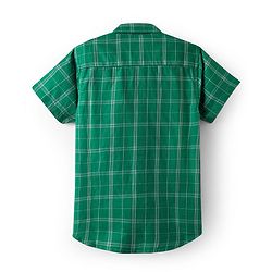 Pine Kids Cotton Woven Half Sleeves Checks Shirt With Sleeveless Text Printed T-Shirt - Green & Yellow