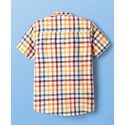 Pine Kids Cotton Woven Half Sleeves Checkered Shirt With T-Shirt - Multicolour