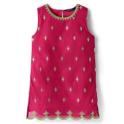 Pine Kids Woven Sleeveless Kurti Gharara Set with Dupatta & Floral Embroidery - Dark Pink