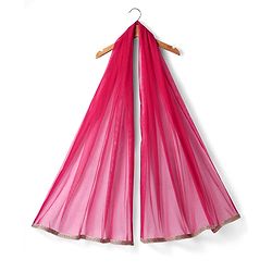 Pine Kids Woven Sleeveless Kurti Gharara Set with Dupatta & Floral Embroidery - Dark Pink