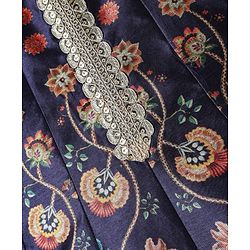 Pine Kids Woven Three Fourth Sleeves Ethnic Dress With Floral Print - Violet