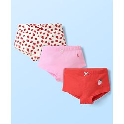 Pine Kids Cotton Elastane Knit Hipsters With Strawberry Print Pack of 3 (Color May Vary)