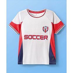 Pine Active Half Sleeves T-Shirt & Shorts With Soccer Print - White & Red