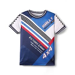 Pine Active Knit Half Sleeves Printed T-Shirt - Blue