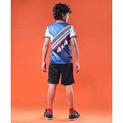 Pine Active Knit Half Sleeves Printed T-Shirt - Blue