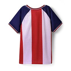 Pine Active Knit Half Raglan Sleeves High Stretch Striped T-Shirt with Text Print - Multicolor