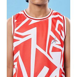 Pine Active Knit High Stretch Sleeveless Printed T-Shirt - Red