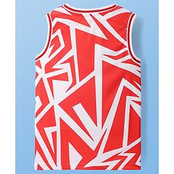 Pine Active Knit High Stretch Sleeveless Printed T-Shirt - Red