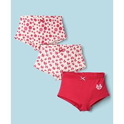 Pine Kids Cotton Elastane Knit Hipsters With Polka Dots & Bow Print Pack Of 3 (Colour May Vary)