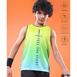 Pine Active Sleeveless T-Shirt With Text Print - Lime Green