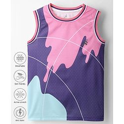 Pine Active Knit Sleeveless High Stretch T-Shirt With Color Block Design - Multicolor