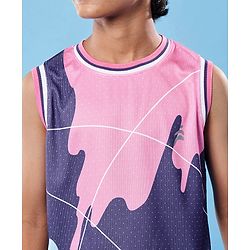 Pine Active Knit Sleeveless High Stretch T-Shirt With Color Block Design - Multicolor