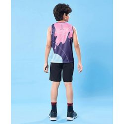 Pine Active Knit Sleeveless High Stretch T-Shirt With Color Block Design - Multicolor