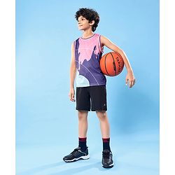 Pine Active Knit Sleeveless High Stretch T-Shirt With Color Block Design - Multicolor