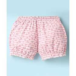 Pine Kids Cotton Elastane Knit Bloomers With Stripes & Shell Print Pack Of 3 - Yellow & Pink