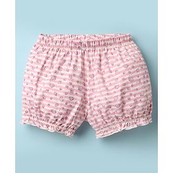 Pine Kids Cotton Elastane Knit Bloomers With Stripes & Shell Print Pack Of 3 - Yellow & Pink