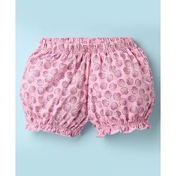 Pine Kids Cotton Elastane Knit Bloomers With Stripes & Shell Print Pack Of 3 - Yellow & Pink