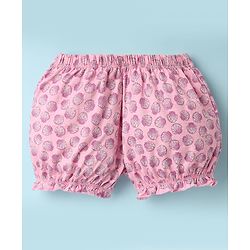 Pine Kids Cotton Elastane Knit Bloomers With Stripes & Shell Print Pack Of 3 - Yellow & Pink