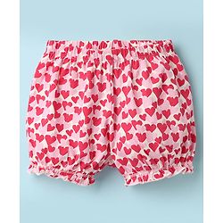 Pine Kids Cotton Elastane Knit Bloomers With Heart & Text Print Pack Of 3 - Pink