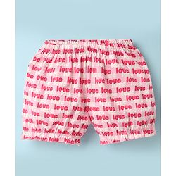 Pine Kids Cotton Elastane Knit Bloomers With Heart & Text Print Pack Of 3 - Pink