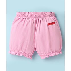 Pine Kids Cotton Elastane Knit Bloomers With Heart & Text Print Pack Of 3 - Pink