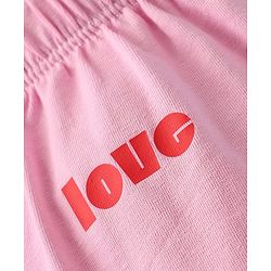 Pine Kids Cotton Elastane Knit Bloomers With Heart & Text Print Pack Of 3 - Pink