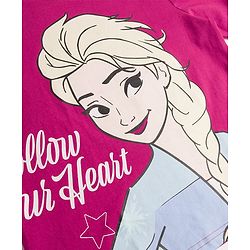 Pine Kids Disney Single Jersey Knit Full Sleeves T-Shirt & Pyjama Night Suit With Disney Princess Graphic & Star Print - Dark Pink