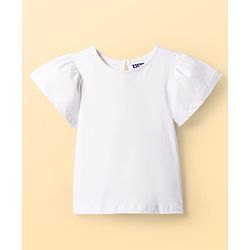 Pine Kids Cotton Knit Frock & Half Bell Sleeves Inner Tee With Floral Print - Blue & White