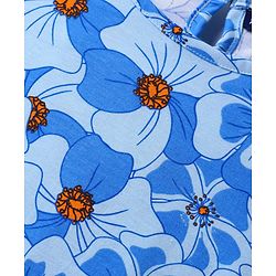 Pine Kids Cotton Knit Frill Sleeves Top With Floral Print - Blue