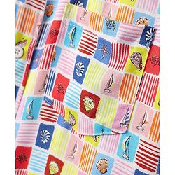 Pine Kids Viscose Woven Half Sleeves Shirt with Sea life Print - Red & Blue