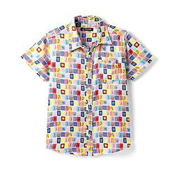 Pine Kids Viscose Woven Half Sleeves Shirt with Sea life Print - Red & Blue