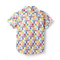 Pine Kids Viscose Woven Half Sleeves Shirt with Sea life Print - Red & Blue