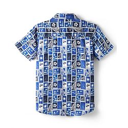 Pine Kids Viscose Woven Half Sleeves Shirt with Beach Theme Print - Blue