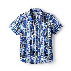 Pine Kids Viscose Woven Half Sleeves Shirt with Beach Theme Print - Blue