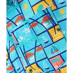 Pine Kids Viscose TWILL Woven Half Sleeves Shirt with Beach Theme Print - Light Blue