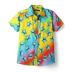Pine Kids Viscose Woven Half Sleeves Shirt With Star Print - Multicolor