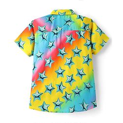 Pine Kids Viscose Woven Half Sleeves Shirt With Star Print - Multicolor