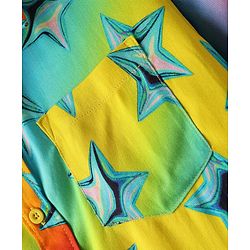 Pine Kids Viscose Woven Half Sleeves Shirt With Star Print - Multicolor