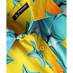 Pine Kids Viscose Woven Half Sleeves Shirt With Star Print - Multicolor