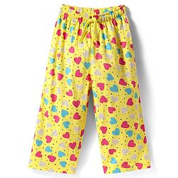 Pine Kids Cotton Knit Half Sleeves Co-ords Night Suit with Heart Print - Yellow