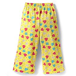 Pine Kids Cotton Knit Half Sleeves Co-ords Night Suit with Heart Print - Yellow