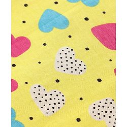Pine Kids Cotton Knit Half Sleeves Co-ords Night Suit with Heart Print - Yellow