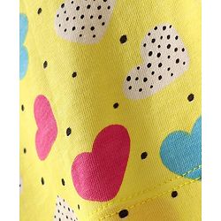 Pine Kids Cotton Knit Half Sleeves Co-ords Night Suit with Heart Print - Yellow