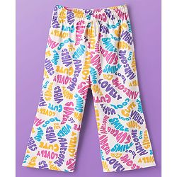Pine Kids Cotton Knit Half Sleeves Co-ords Capri Night Suit with Text Print - White