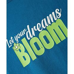 Pine Kids Cotton Knit Half Sleeves Capri Night Suit With Text & Floral Print - Navy Blue & Green