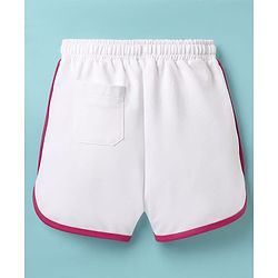 Pine Kids Looper Knit Mid Thigh Shorts With Text Print - White