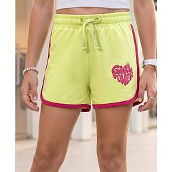 Pine Kids Looper Knit Shorts With Text Print - Limegreen